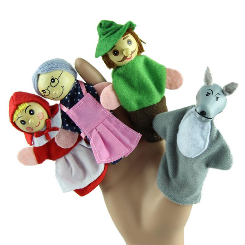Гаджет  New 4Pcs/Set Kids Toy Cute Cartoon Character Little Red Riding Hood Finger Puppet Educational Toys Storytelling Doll #2969 None Игрушки и Хобби