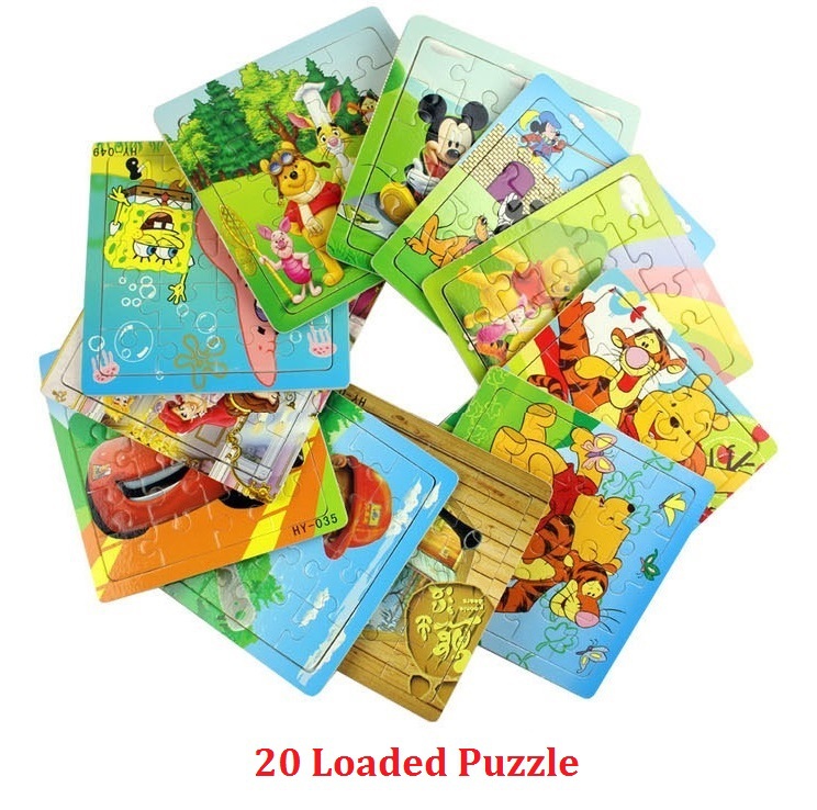 Free Shipping 5pcs/lot Wooden Cartoon 20 Loaded Jigsaw Puzzles Children's Educational Toys Puzzle The Toy To Children