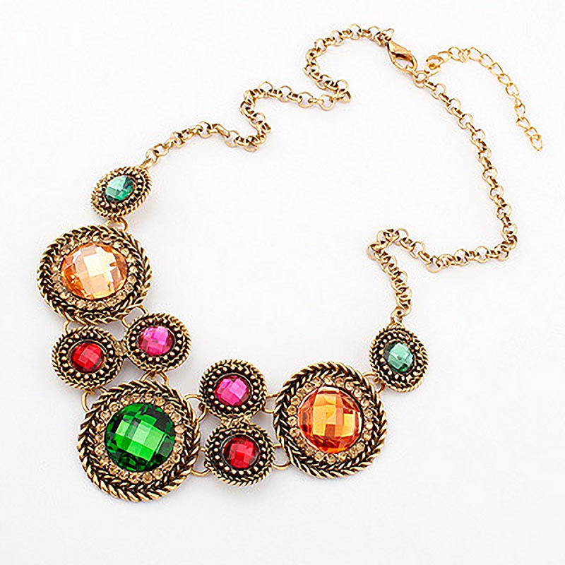 Vintage Round Statement Necklace Women Necklaces Pendants Jewelry Colar For Gift Party