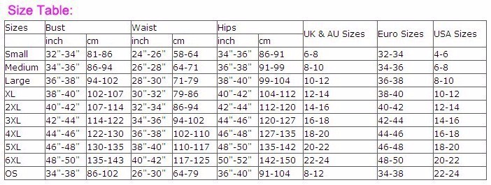 corset,chart