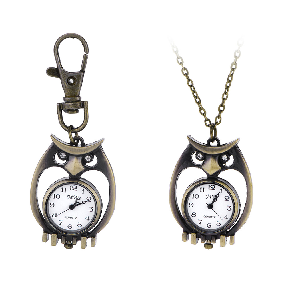 Unique Antique Fashion Alloy Vivid Owl Pocket Watches Pendent Necklace Owl Quartz Watch Vintage Pocket Watch