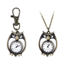 Unique Antique Fashion Alloy Vivid Owl Pocket Watches Pendent Necklace Owl Quartz Watch Vintage Pocket Watch