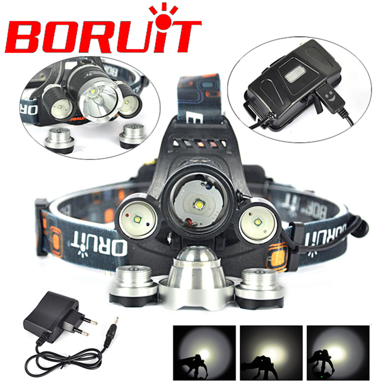 30W 8000LM High Power 3 Head XML T6 LED Bicycle Bike Front Light USB HeadLamp Cycling Light Power Bank + AC Charger