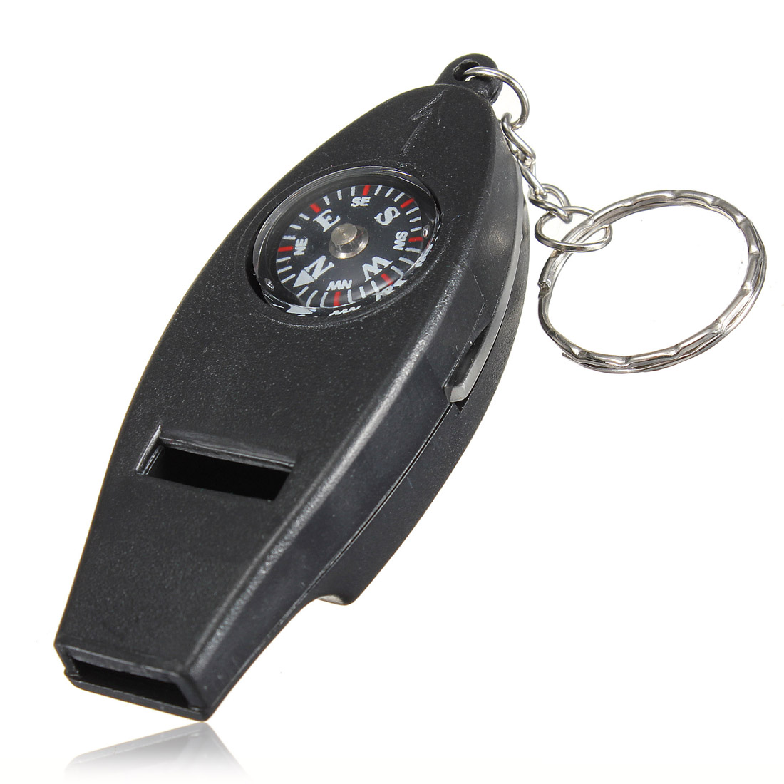 4 in 1 Mini Survival Tool Thermometer Whistle for Compass Magnifier Keychain For Camping Travel