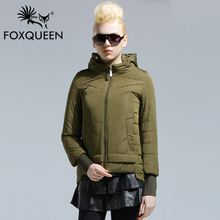 Foxqueen 2016 Spring Jacket Women Winter Coat Women Warm hooded Outwear Thin Padded Cotton Jacket Short