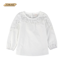 2015 Spring New Arrival Fashion Brand Children Clothing Kids White Shirts Baby Tops Girls Lace Patchwork Cotton Princess Blouse