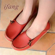 New Arrive Flats Women Four Seasons 2016 Casual Shoes Women Flat Heel Cow Muscle Outsole Fashion Flat Women GenuineLeather Shoes