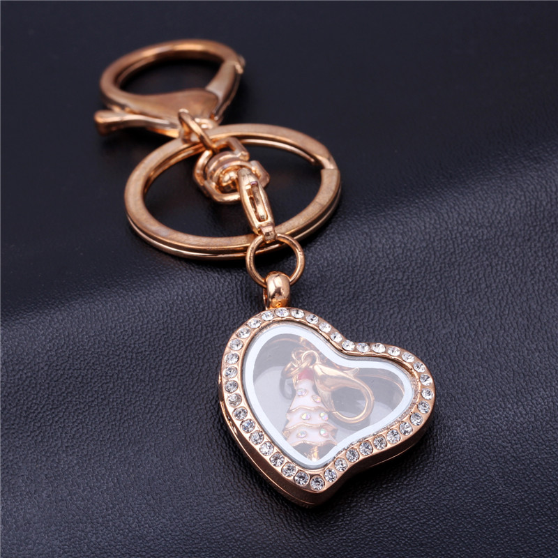 New floating locket keychains 30mm living memory fur key chains