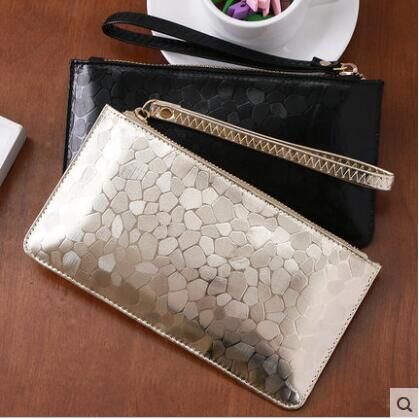 2016brand bolsas mujer women femme long 3color wallet zip clutch handbag with wrist band female phone