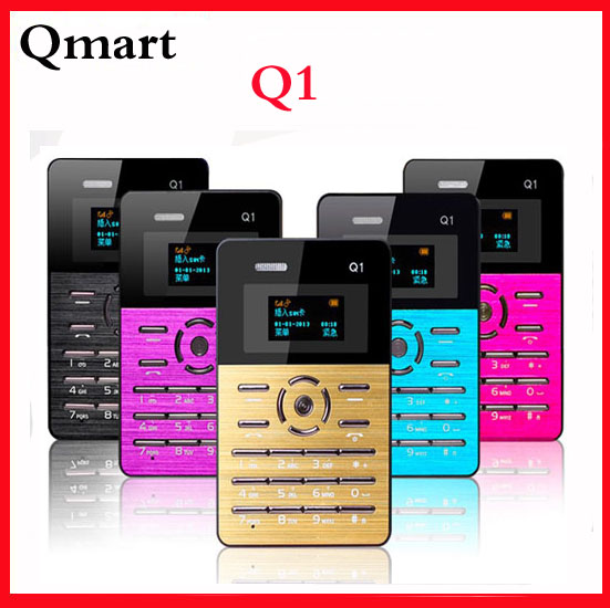 Original 4mm Ultra thin Qmart Q1 Mini Card Cell Phone Quad Band Low Radiatio MP3 Bluetooth