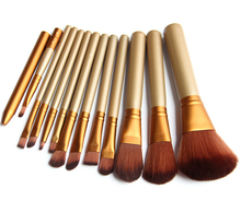 2015 Hot N brand 12pcs lot wholesales golden makeup brushes set cosmetics high quality make up