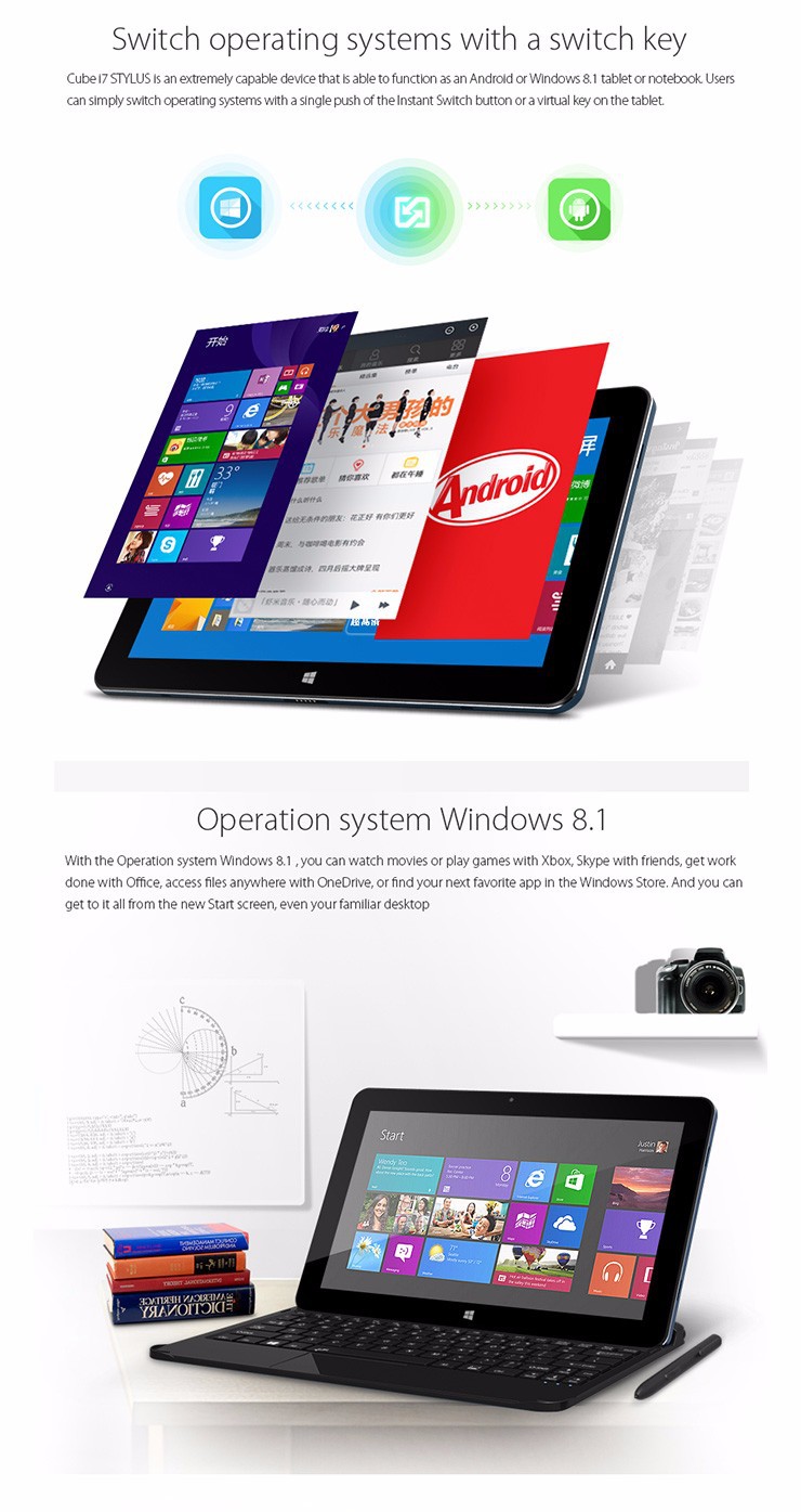 CUBE i7 Stylus Windows 8 4GB 64GB Electromagnetic Screen Tablet PC Intel 189058 13
