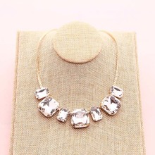 New Fashion High Quality Glass Crystal Simple Colorful Gems necklace Statement Necklaces Fashion Jewelry Women