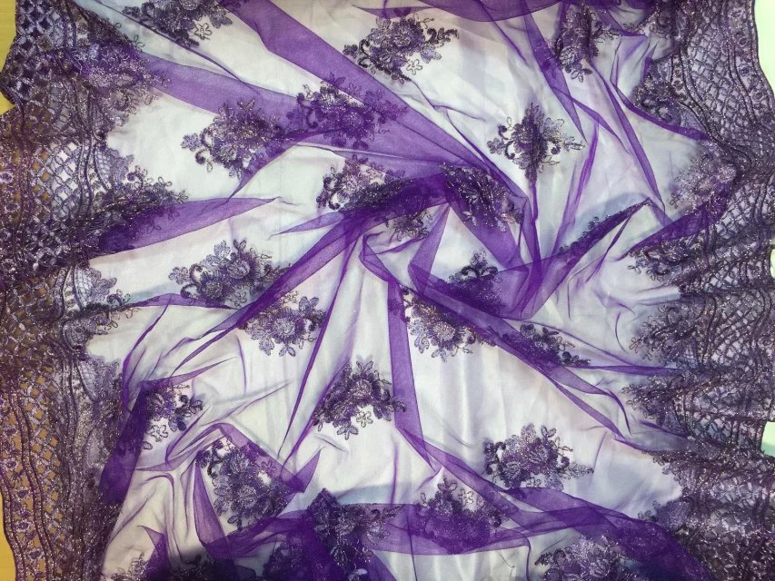 Здесь можно купить  Graceful purple French lace fabric African design tulle lace for wedding and party LF0106  Дом и Сад