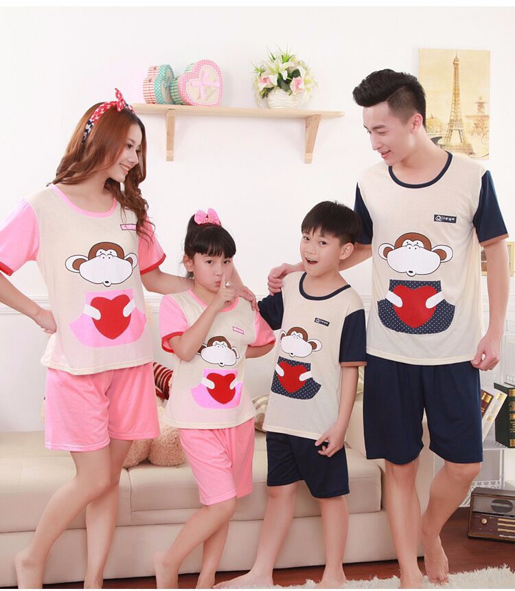11 Family Matching Clothes Short Sleeve Tops+Shorts Family Set Clothes Printing Monkey Mother Daughter Family Matching Clothes
