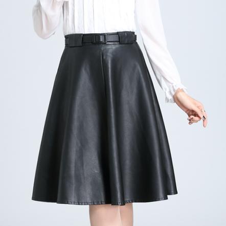 Fashion 2015 New  PU Leather Skirts Womens Casual knee-length A-Line Skirt plus size 4XL free Shipping