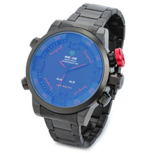 Weide WH2309 Sport acero inoxidable de cuarzo analógico + Digital reloj de pulsera w / calendario + alarma – negro