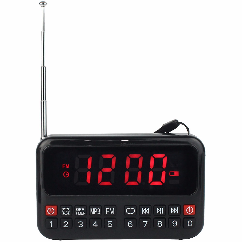 Digital FM Radio with MP3 Player USB Speaker Clock Alarm with 18650 Battery FM Radio Y4177