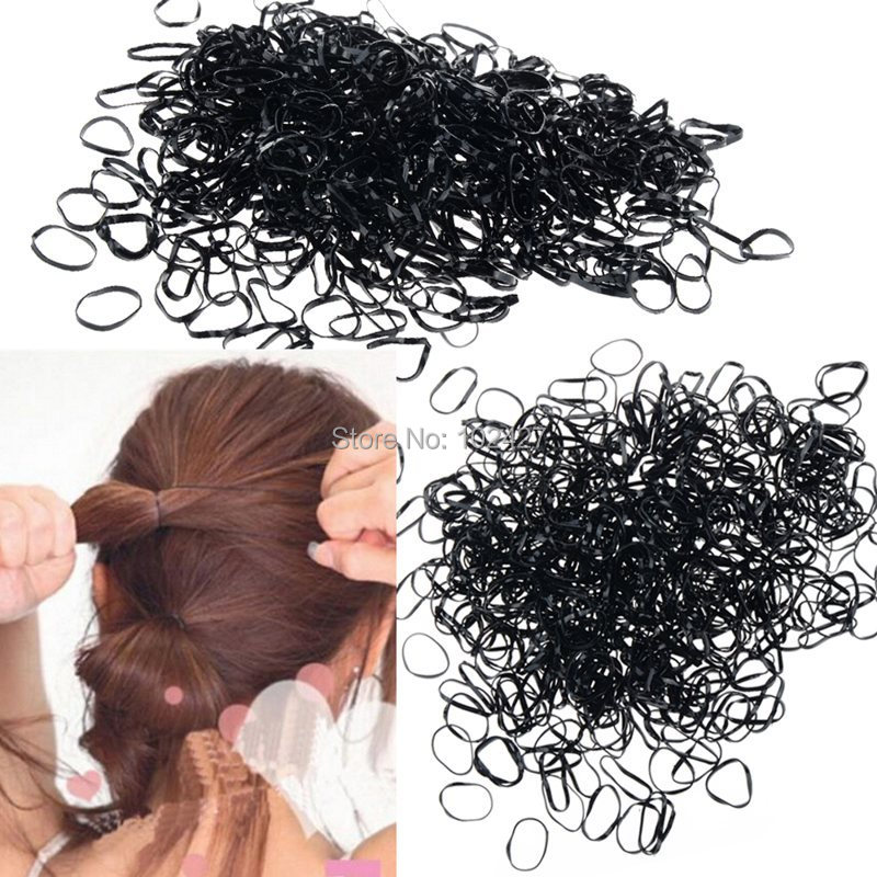 1 bag=400pcs/bag Trendy Black Rubber Band Women Girls Elastic Hair Band Tie Rope Fashion Hair Accessories Headwear Free Shipping