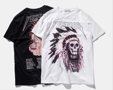 Best Version 2016 Yeezus Tour Kanye West yeezy Merch Indian Headdress Skull red letter short sleeve t shirt tee HBA pyrex vision