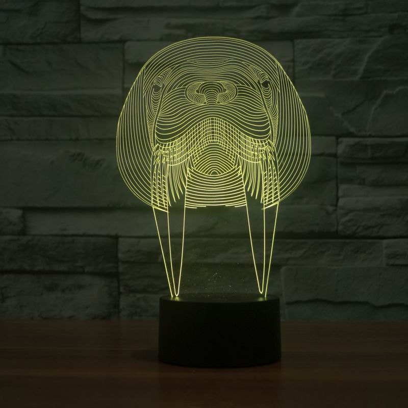 JC-2839  Amazing 3D Illusion led Table  Lamp Night Light with animal walrus shape