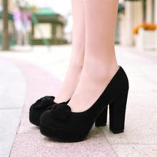 free shipping Customize Women’s Small Yards 32 33 Velvet High-heeled Single Thick Heel Shoes Sweet Princess Plus Size Shoes 40