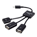 3 in 1 Male to Female Dual Micro USB 2 0 Host OTG Hub Adapter Cable