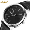 Onlyou Fashion Casual Genuine Leather Black Watch Women Men 2016 New Lovers Watches Waterproof Heart Shape
