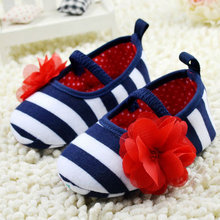 Infant Toddler Stripe First Walkers Flower Crib Shoes Soft Sole Kid Girls Baby Shoes Prewalker For