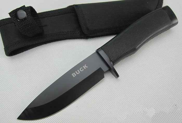 BUCK 56HRC 5Cr15MoV Fixed Blade Knife Outdoor Survival Camping Hunting Rescue Tool Black White Color