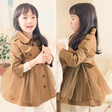 wt-1060 2015 spring Korean version of the new double-breasted Girls Children dress windbreaker Trench