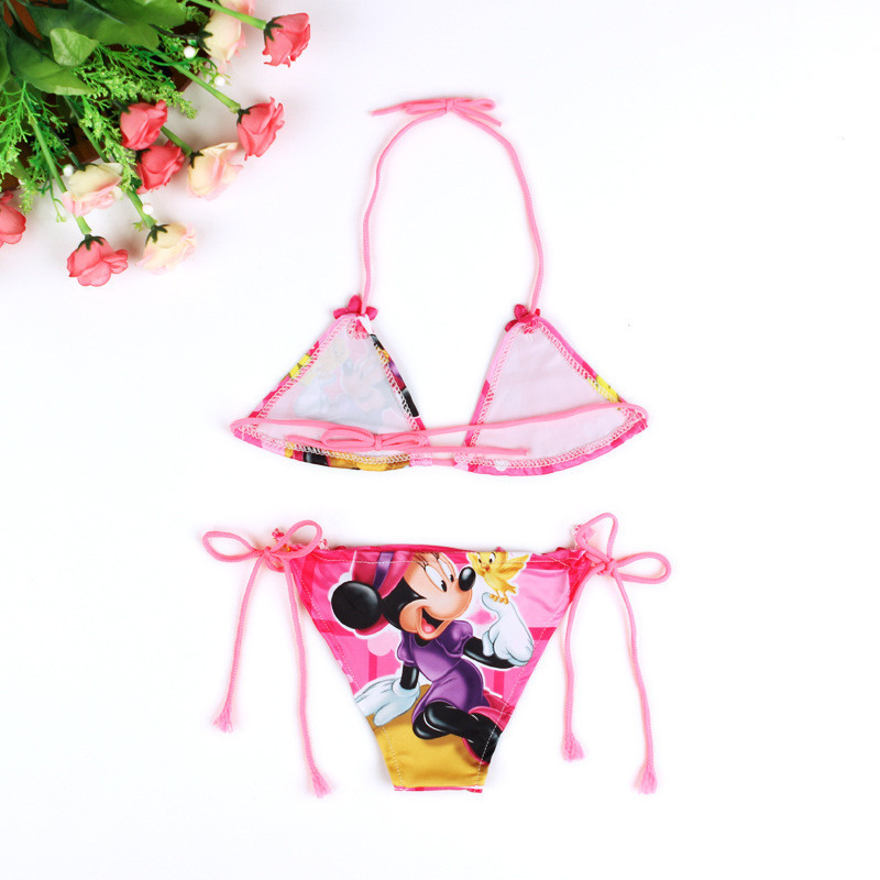 2015 Summer Toddler Girls Swim Wear Bikini Mickey Mouse Cute Children 2-6 years Kids Swim Wear Pink Sunbath Beach Wear CC00066 (1)