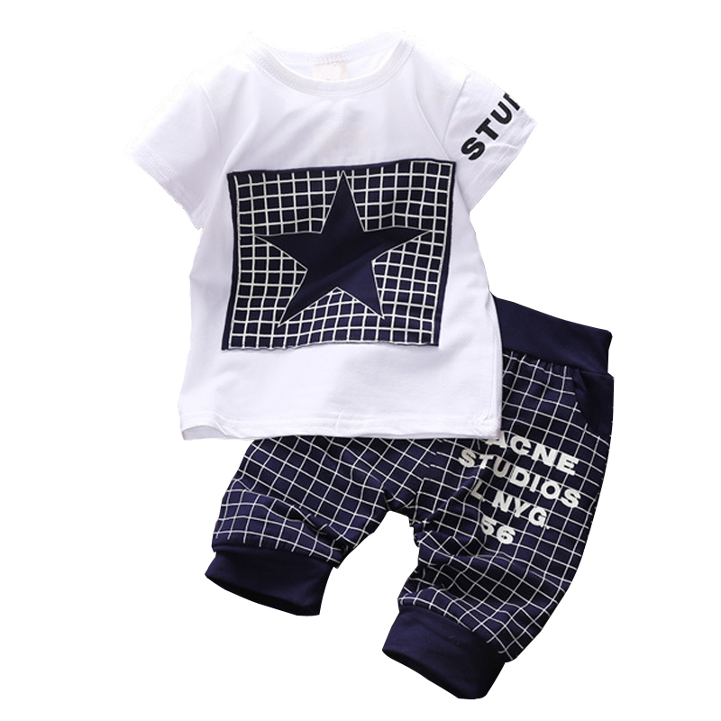Baby boy clothes 2015 Brand summer kids clothes sets t shirt pants suit clothing set Star