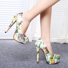 2016 Marilyn Monroe Pattern Sexy High Heels Brand Women Pumps Ladies Shoes Woman Chaussure Femme Zapatos
