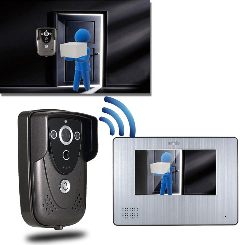 Здесь можно купить  Ennio 7" Color Touch Screen Video Door with Intercom System with IR 2 LED Camera Free Shipping  Аппаратные средства