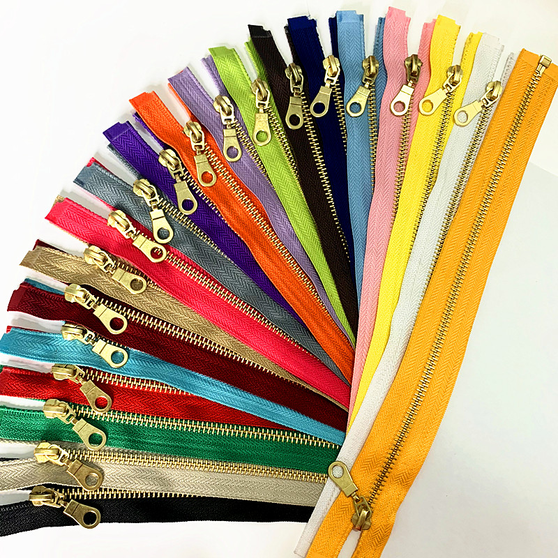 Description Picture 4 of itemSet of 2 Pieces 5# (30-60cm) Brass Metal Separate Open Tail Zippers In with Donut Zippers Pulls  Zippers for Sewing