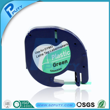 DYMO 91204 compatible dymo LetraTAG label tape 12mm black on green for dymo Letratag label maker
