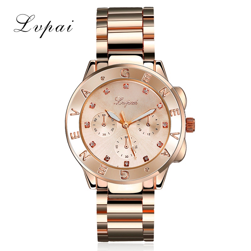 2016 Hot Sale Lvpai Gold Silver Women Dress Watch Luxury Stainless Steel Sport Quartz Jewelry Electronic