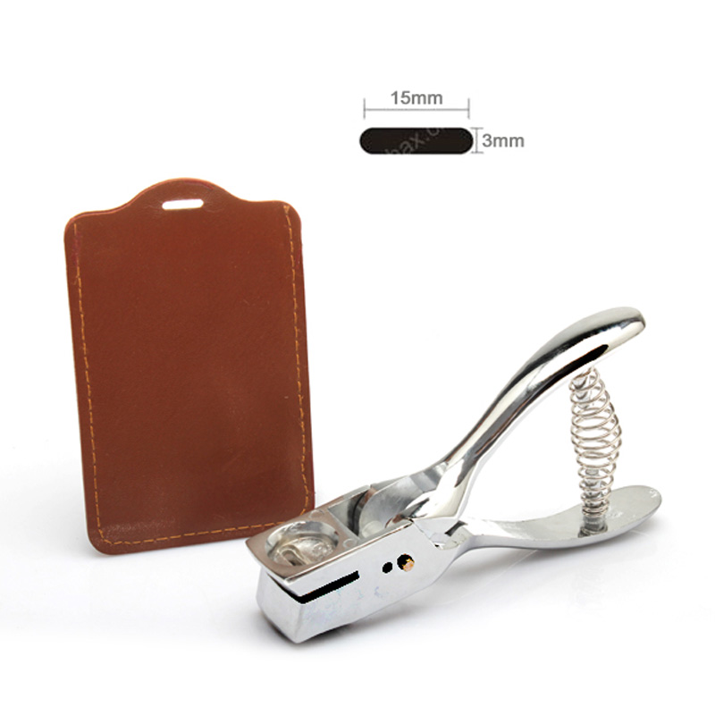 Silver Metal Hand Slot Puncher ID Card Photo Badge Hole Punch Tag Tool E#TN