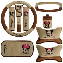 10 pcs / set head pillow car decorations auto interior ornaments Mickey Mouse pattern car headrest handbrake interior products