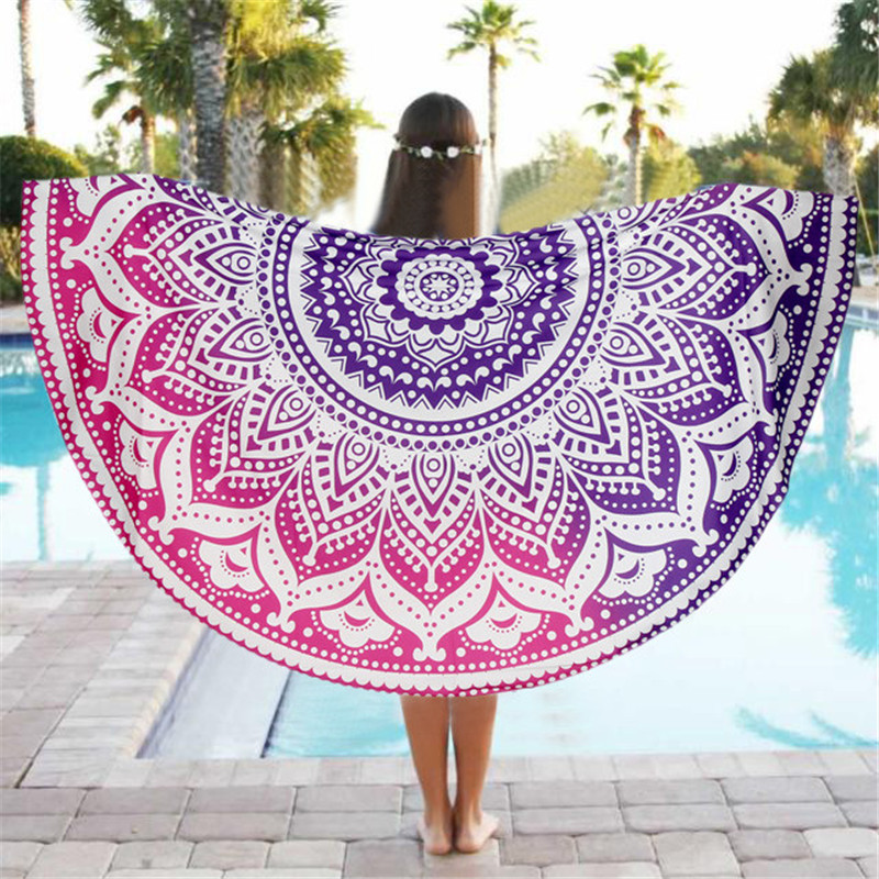 Colorful Round Beach Pool Home Shower Towel Blanket Table Cloth Yoga Mat Polyester textile mat cover drop shipping