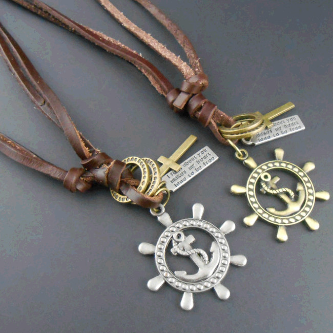 Colar de corda de couro Vintage u00e2ncoras leme u00e2ncora colar de couro masculino masculino masculino Artesãos Sinonimo ~ Colar de corda de couro Vintage u00e2ncoras leme u00e2ncora colar de couro masculino masculino masculino
