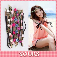 JH036 Fashion Headbands For Women Summer Beach Flower Headbands Elastic Hair Stickers Floral Bride Garland