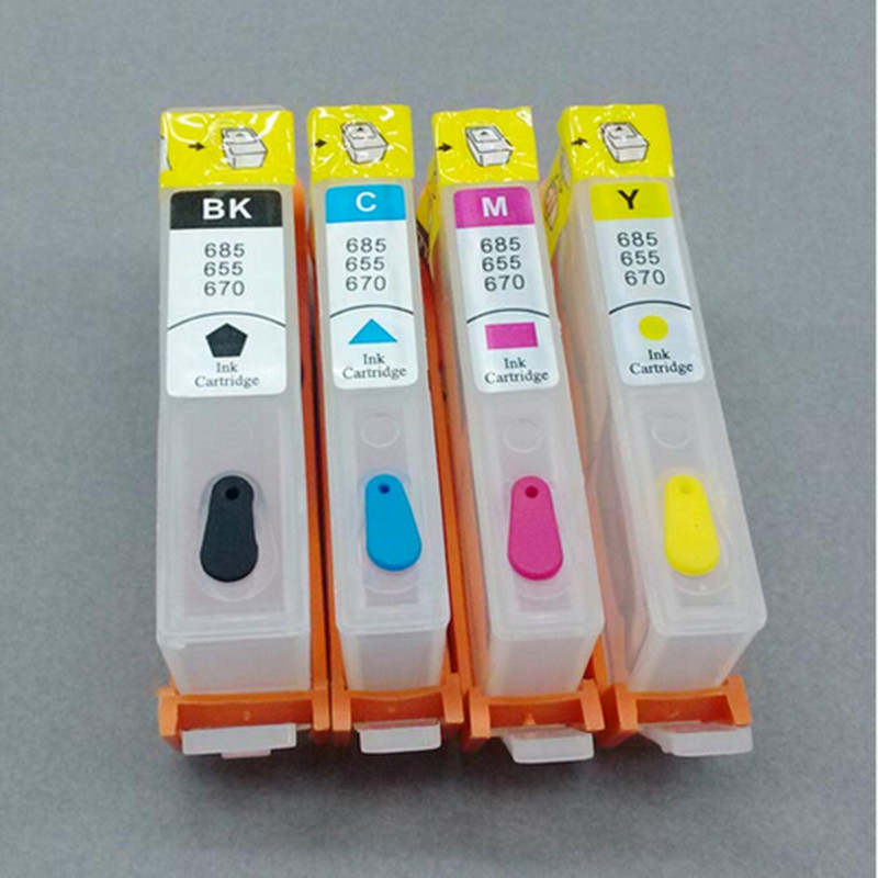 1 Set For HP 655 Refillable Ink Cartridge HP655 With Permanent Chip For HP 3525 4615 4625 5525 6525 Printer