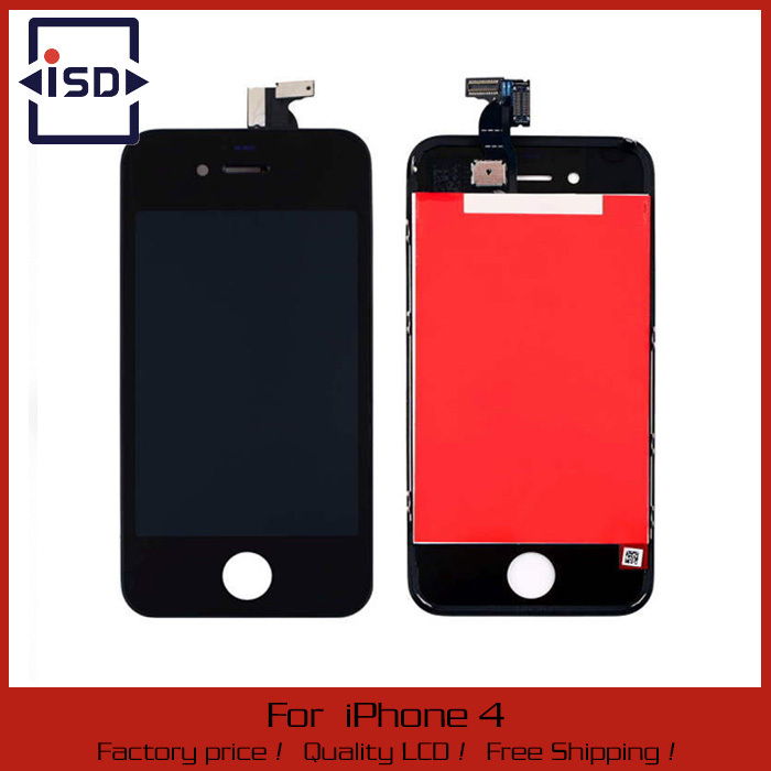 100% Original LCD Display+Touch Screen Digitizer+Frame Assembly black color For iphone 4 Replacement Free Shipping