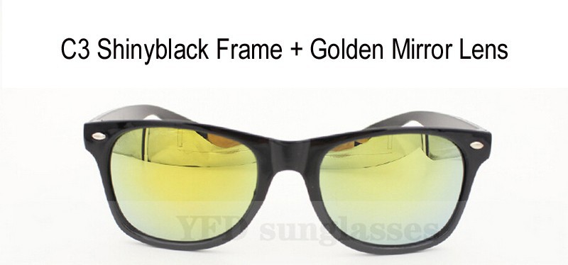 C3 shinyblack frame golden mirror lens