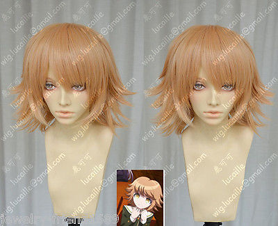 Wholesale price Hot Sell TSC^^^^Danganronpa Fujisaki Chihiro Gold Pink Cosplay Wigs Short Wigs