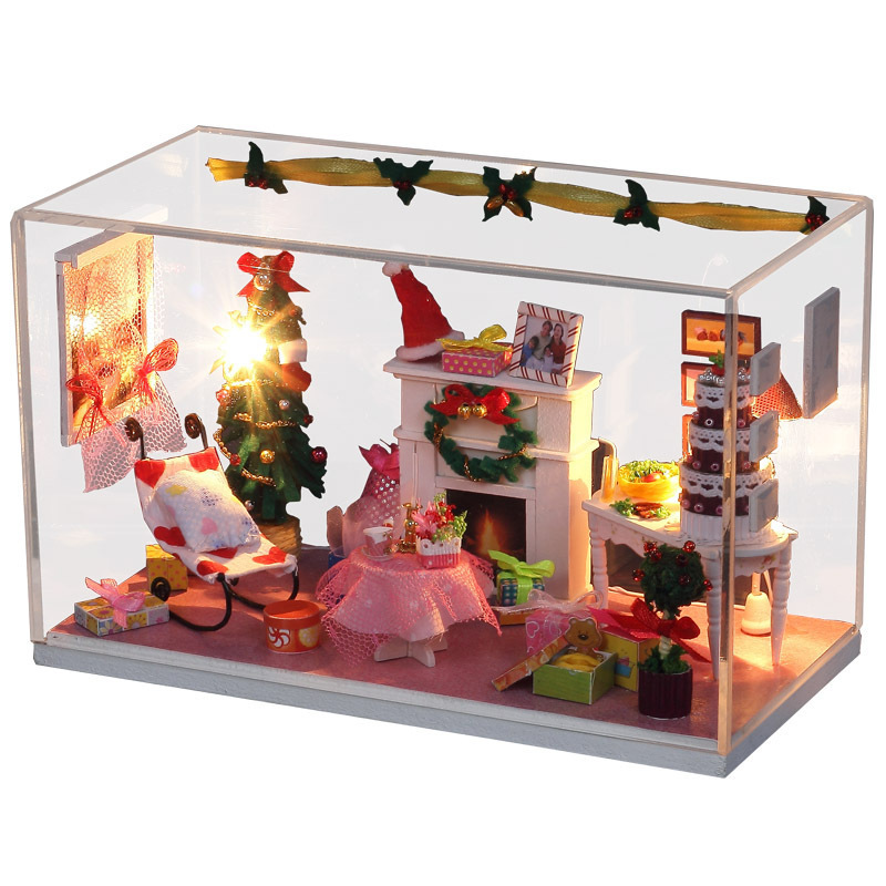 Diy Doll House Model Building Kits Miniature Handmade Wooden Dollhouse Toy Christmas Birthday Greative Gifts-Merry Christmas