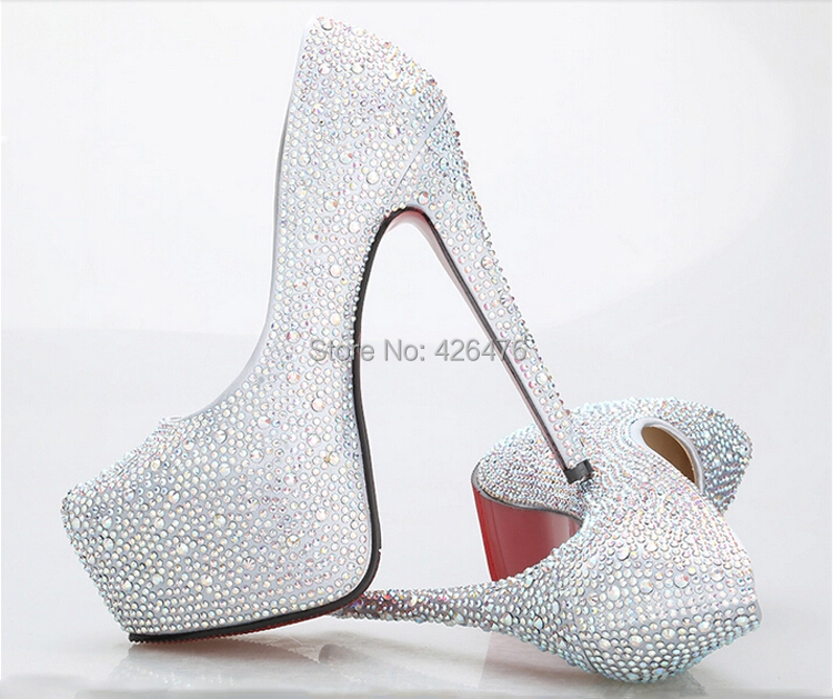 Clearance Sale Women High Heels 11cm Silver Blue Sexy Prom Red ...