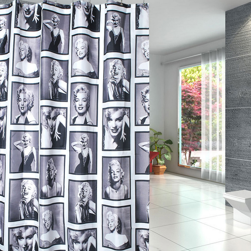 180*200cm Sexy Marilyn Monroe Waterproof Shower Curtain with 12 C-shaped Plastic Hooks Bathroom Curtains Blind cortinas de bano 180*200cm Sexy Marilyn Monroe Waterproof Shower Curtain with 12 C-shaped Plastic Hooks Bathroom Curtains Blind cortinas de bano